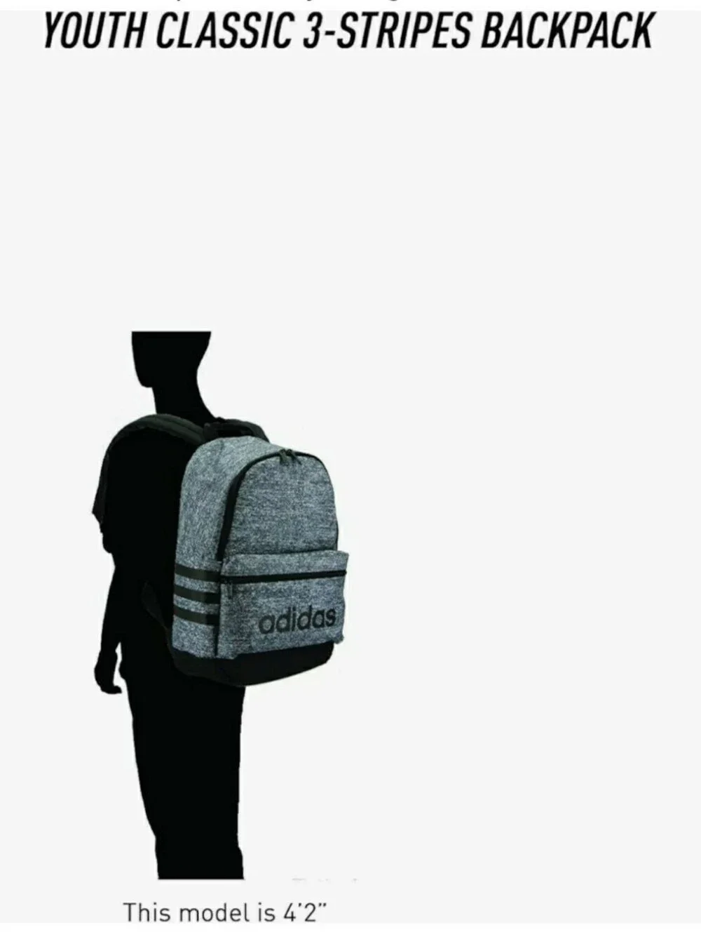 ADIDAS - YOUTH CLASSIC 3S BACKPACK - BRAND NEW - GREY/BLACK - BOYS/GIRLS